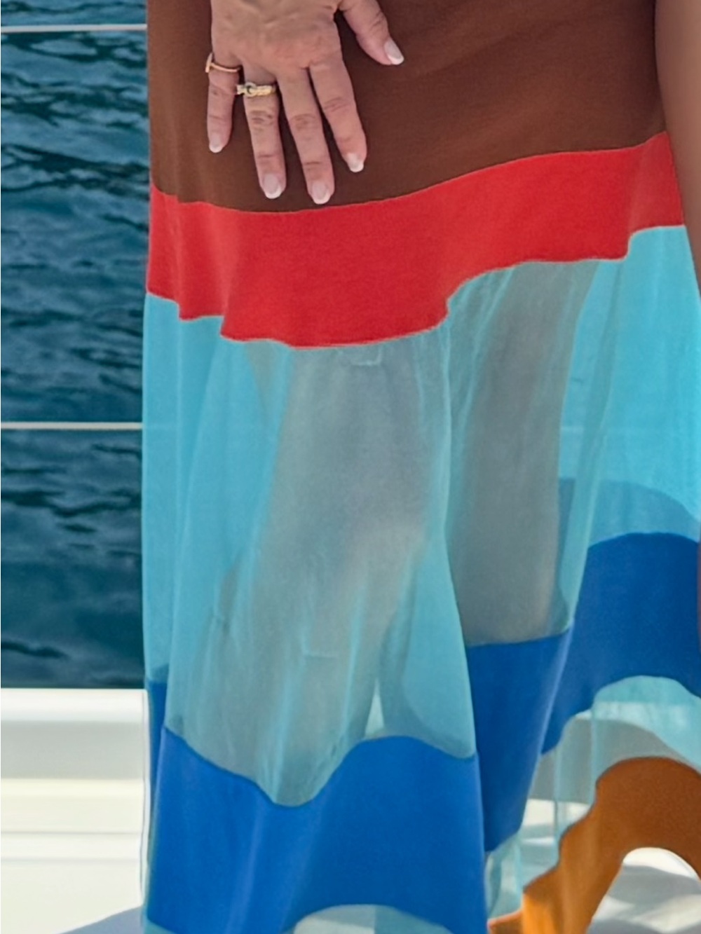 Maeve Colorblock Maxi Skirt in Blue, Rust & Brown - Picture 8 of 9
